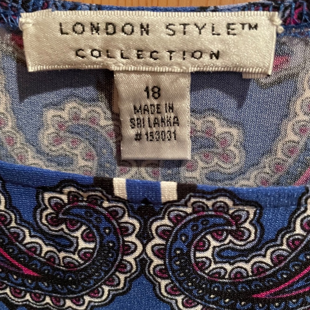 London Style Collection - Blue Pattern Dress - 18 - Picture 2 of 2